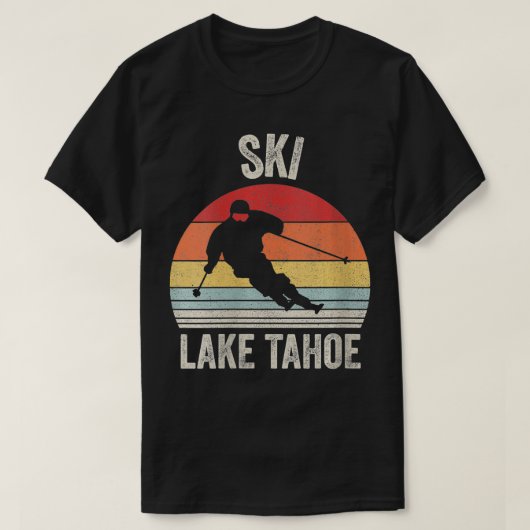 ウォメンズヴィンテージレトロスキーレイクタホスノウスキーVNeck Tシャツ (デザイン正面)