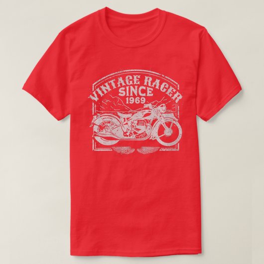 ウォメンズヴィンテージレーサー1969年からレトロバイクM Tシャツ (デザイン正面)
