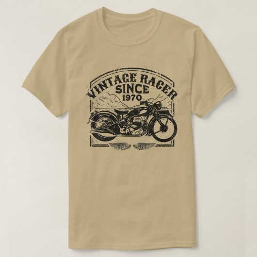 ウォメンズヴィンテージレーサー1970年からレトロバイクM Tシャツ (デザイン正面)