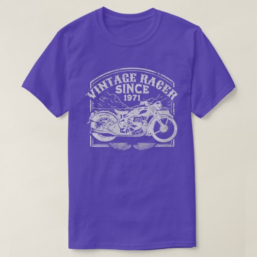 ウォメンズヴィンテージレーサー1971年からレトロバイクM Tシャツ (デザイン正面)