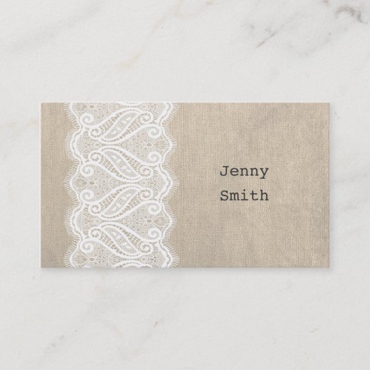 ウォメンズヴィンテージレース&バーラップビジネスカード 名刺 (正面)