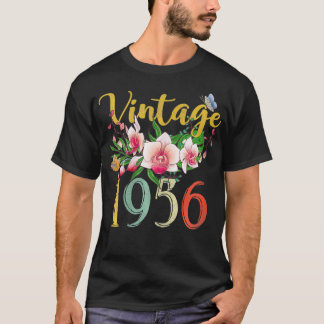 ウォメンズヴィンテージ1956オーキッド66おもしろいth誕生日アウ tシャツ