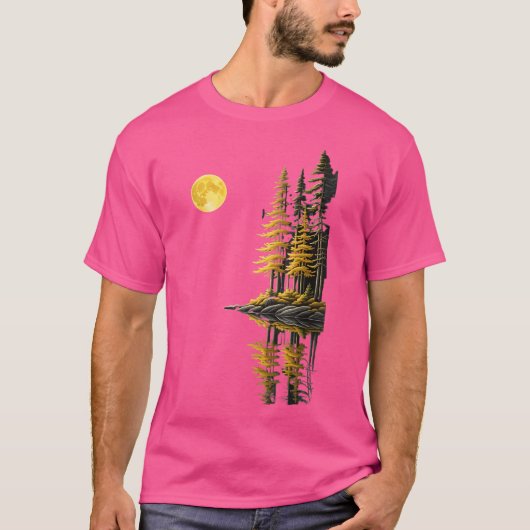 ウォメンズ自然野生生物マウンテンランドスケープ反射 Tシャツ (正面)