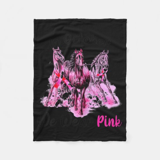 ウォメンズ認識度イン10月We衣服ピンクホースブレ フリースブランケット (正面)