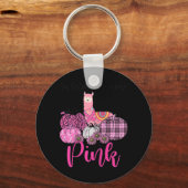 ウォメンズ認識度ラマ10月We衣服ピンクブレ キーホルダー (正面)