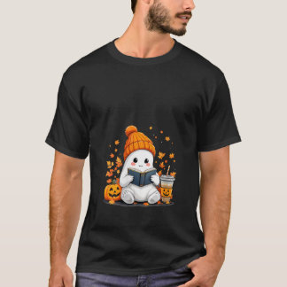 ウォメンズ読幽霊の紅葉ハロー Tシャツ