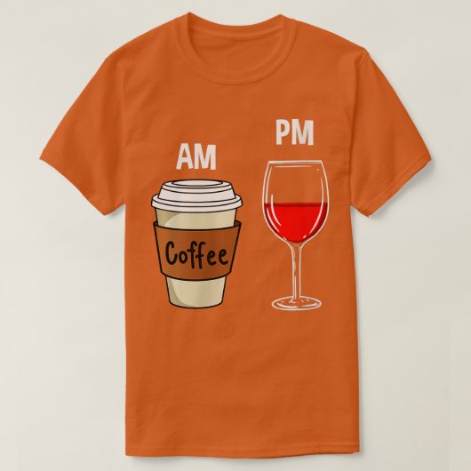 ウォメンズAMコーヒーPMワイン Tシャツ (デザイン正面)