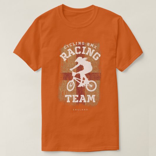 ウォメンズBMXバイクイングランドフラッグサイクリングサイクリングレース Tシャツ (デザイン正面)