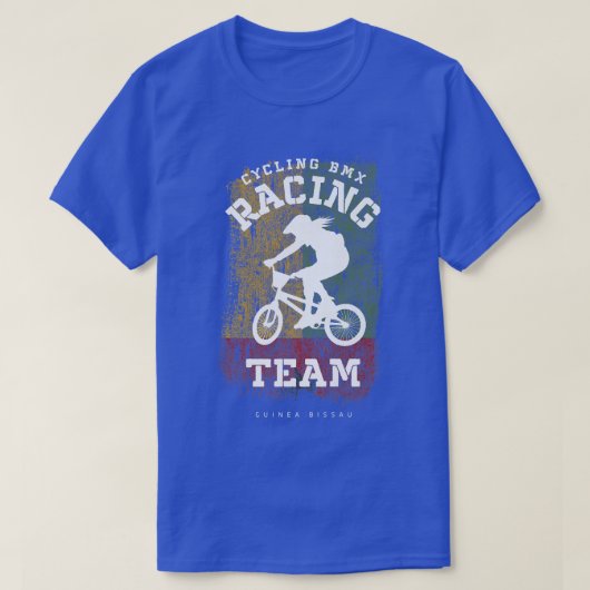 ウォメンズBMXバイクギニアビサウ国旗サイクリングサイクリング Tシャツ (デザイン正面)