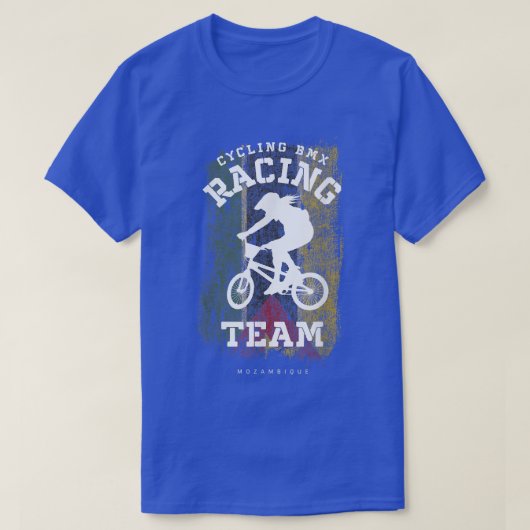 ウォメンズBMXバイクモザンビーク国旗のサイクリングサイクリングRac Tシャツ (デザイン正面)