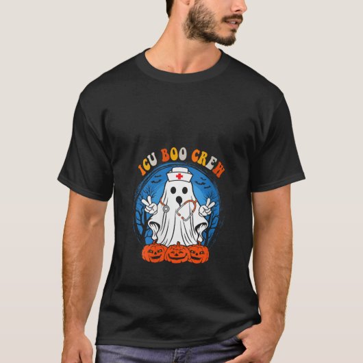 ウォメンズICUナースブクルー幽霊ナースハロウィンIC Tシャツ (正面)