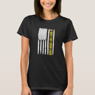 ウォメン最高のズキャットママママエバーヴィンテージレトロアメリカンFl Tシャツ