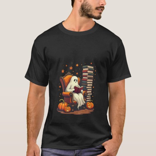 ウォメン読ズブックラバー先生幽霊ブックリード Tシャツ (正面)