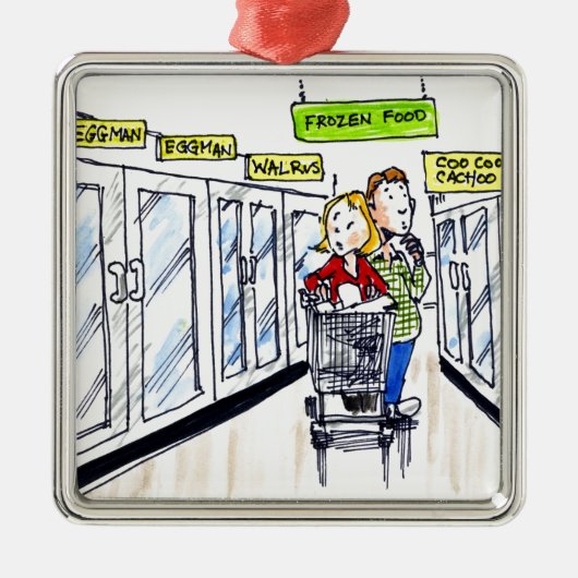 ウォラス凍っていフードセクシおもしろいョン メタルオーナメント (正面)
