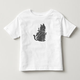 ウォリアーの猫のシルエット-背景色を選択 トドラーTシャツ