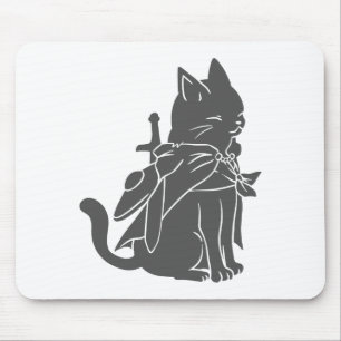 ウォリアーの猫のシルエット-背景色を選択 マウスパッド