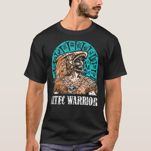 ウォリアーアステカラーキングメキシコ先住民アートマヤマヤ Tシャツ (正面)