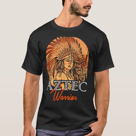 ウォリアーアステカラーキングメキシコ先住民アートマヤ Tシャツ (正面)