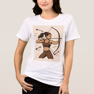 "ウォリアースピリット - 弓と矢を持つ女の子のTシャツ" トライブレンドTシャツ
