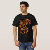 ウォリアーダッド ライオン アメリカ国旗 ギター Tシャツ (正面フル)