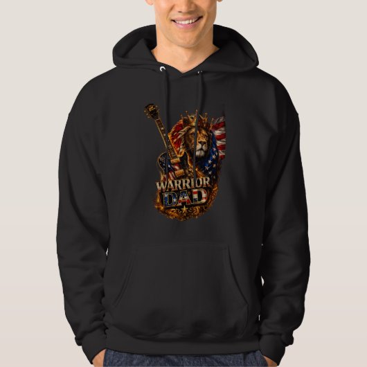 ウォリアーダッド ライオン アメリカ国旗 ギター Tシャツ (正面)