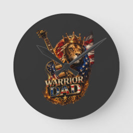 ウォリアーダッド ライオン アメリカ国旗 ギター Tシャツ ラウンド壁時計