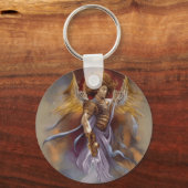 ウォリアー天使の保護の水色ラベンダー キーホルダー (正面)