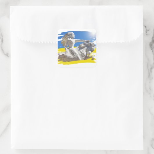 ウォリアー・ウクライナ大統領ゼレンスキー州旗 スクエアシール (バッグ)