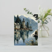 ウォルサーゼ湖の水は清潔で澄んある 箔シーズンポストカード (立ち正面)