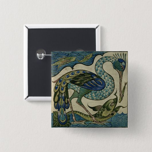 ウォルタークレーンによって鷲および魚のデザインを、タイルを張って下さい 缶バッジ (正面&裏面)