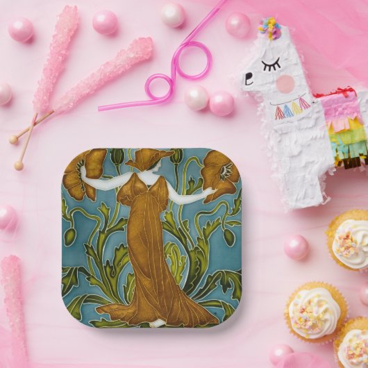 ウォルタークレーンズフローラアールヌーボー ペーパープレート (パーティー)