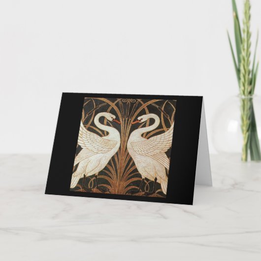 ウォルタークレーンヴィンテージのイラストレーションによる2羽の白鳥 カード (正面)