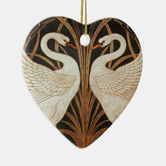 ウォルタークレーンヴィンテージのイラストレーションによる2羽の白鳥 セラミックオーナメント (右)