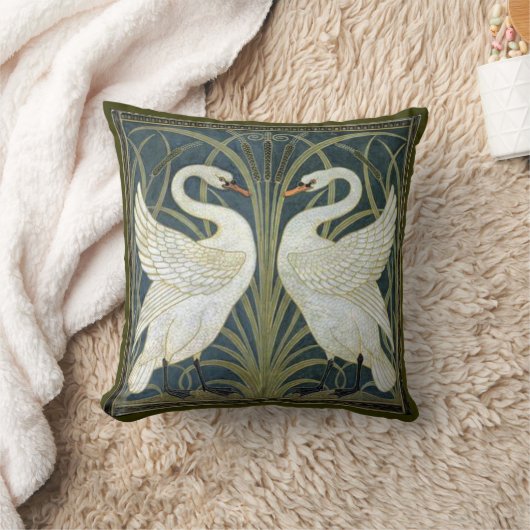 ウォルタークレーン白鳥のビクトリア時代の人の枕 クッション (ブランケット)