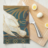 ウォルタークレーン白鳥、ラッシュとアイリスアールヌーボー キッチンタオル (四つ折り)