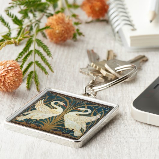 ウォルタークレーン白鳥、ラッシュとアイリスアールヌーボー キーホルダー (側面)