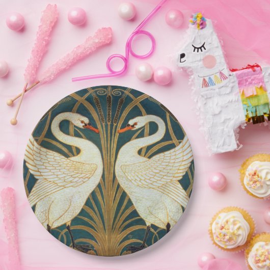 ウォルタークレーン白鳥、ラッシュとアイリスアールヌーボー ペーパープレート (パーティー)