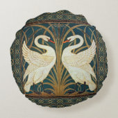 ウォルタークレーン白鳥、ラッシュとアイリスアールヌーボー ラウンドクッション (裏面)