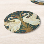 ウォルタークレーン白鳥、ラッシュとアイリスアールヌーボー ラウンドペーパーコースター (アングル)