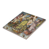 ウォルタークレーン船，優雅な女性，アールヌーボー タイル (側面)