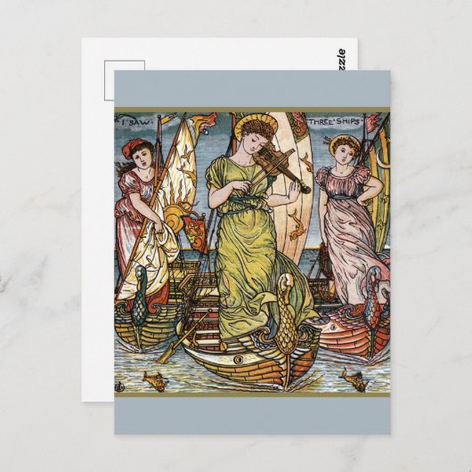 ウォルタークレーン船，優雅な女性，アールヌーボー ポストカード (正面/裏面)