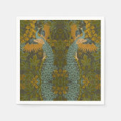 ウォルタークレーン – ヴィンテージイチジクと孔雀パターン スタンダードカクテルナプキン (正面)