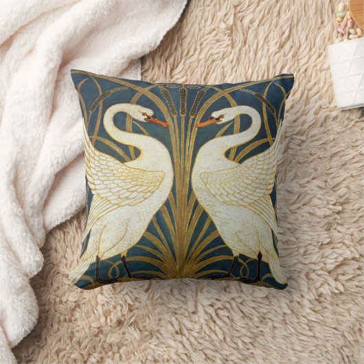 ウォルタークレーン – Swan, Rush And Irisアールヌーボー クッション (ブランケット)