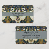 ウォルタークレーン – Swan, Rush And Irisアールヌーボー 名刺 (正面/裏面)