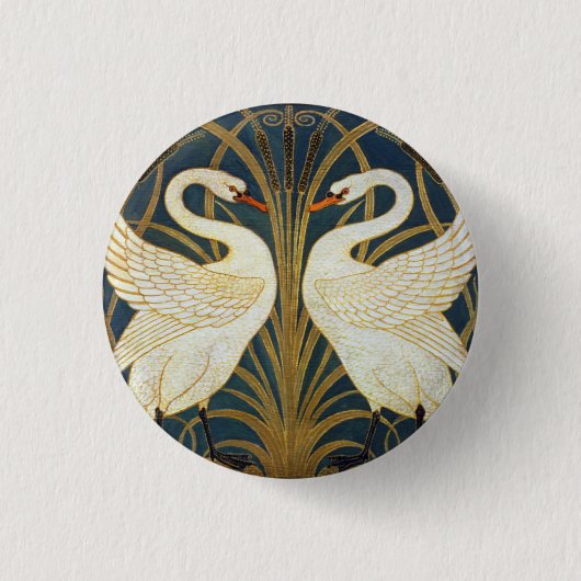 ウォルタークレーン – Swan, Rush And Irisアールヌーボー 缶バッジ (正面)