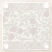 ウォルター・クレインのヴィンテージ ロザマンド 赤薔薇 花柄 アート ガラスコースター (裏面)