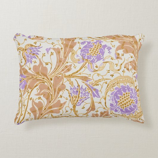 ウォルター・クレイン アーツ・アンド・クラフツ 紫色の花の芸術 アクセントクッション (正面)