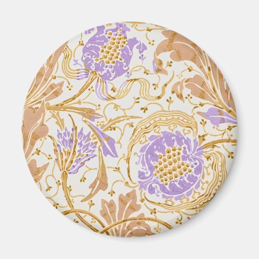 ウォルター・クレイン アーツ・アンド・クラフツ 紫色の花の芸術 マグネット (正面)