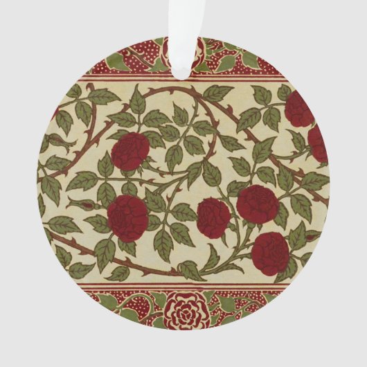 ウォルター・クレイン 赤いバラのトゲのある茎 オーナメント (正面)