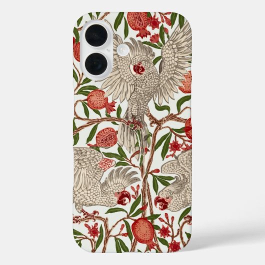 ウォルター・クレーンの白いオウムと赤いザクロのアート Case-Mate iPhoneケース (裏面)